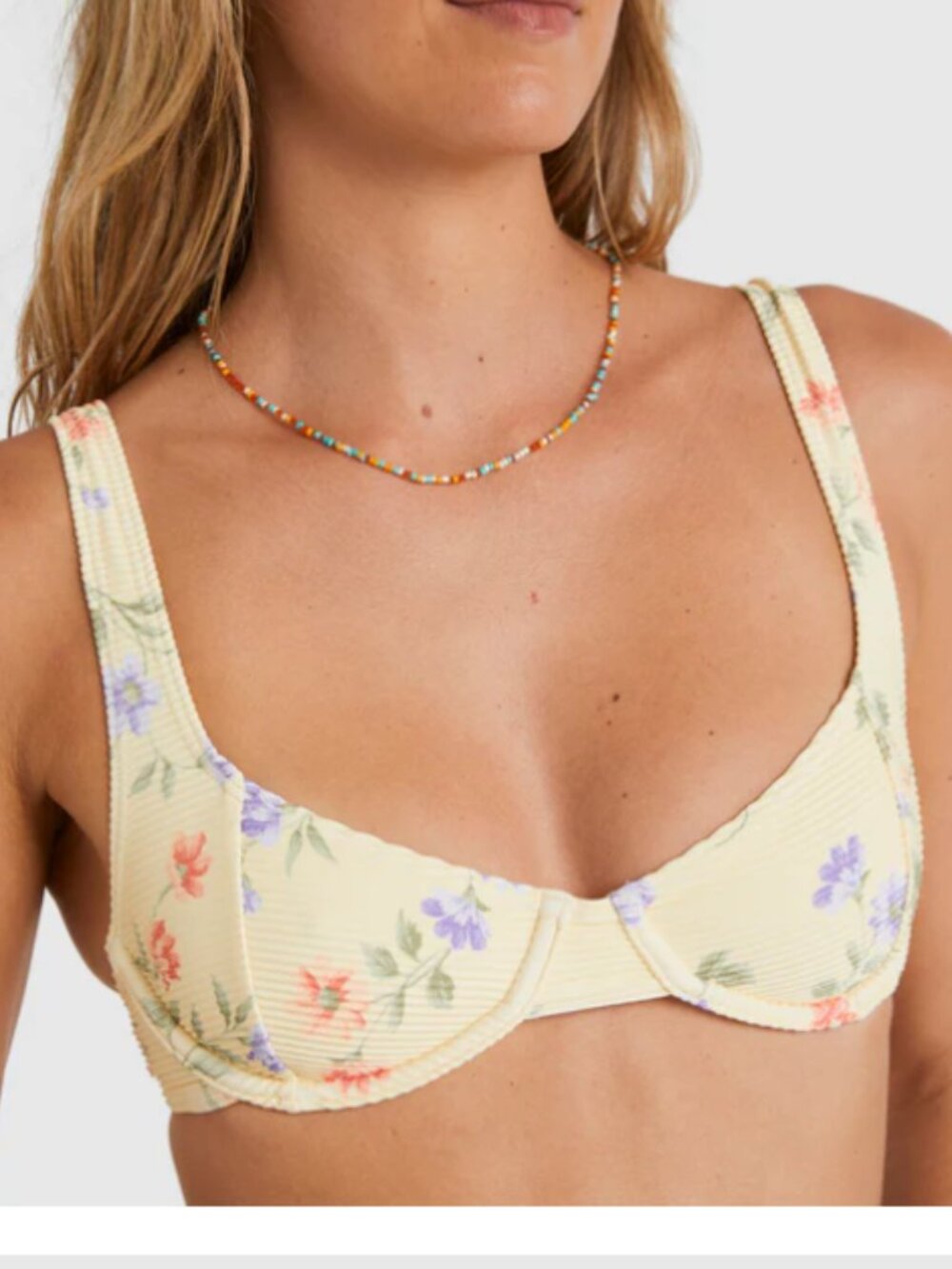 NEW - Billabong - Kismet Georgia Ribbed Underwire Bikini Swim Bra - YELLOW
